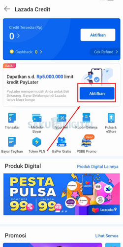 3 Klik Aktifkan Paylater