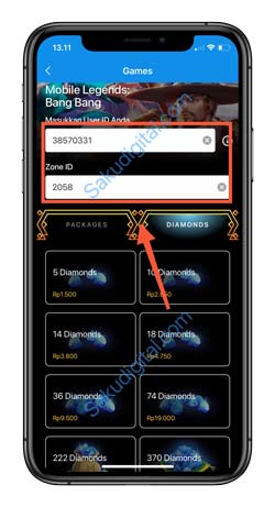 5 Masukan ID Game dan Server Mobile Legends