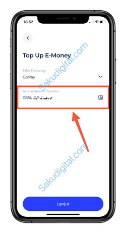 5 Masukkan Nomor Gopay